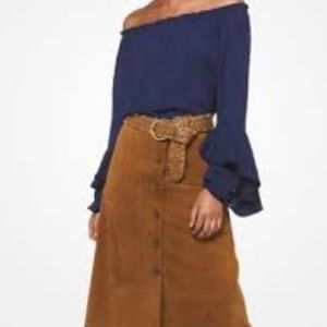 Michael Kors Leaf Jacquard Off Shoulder Top NWT